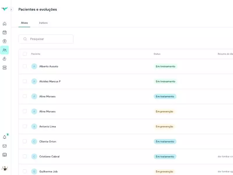 evolução fisioterapêutica app